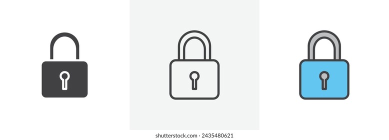 Padlock Isolated Line Icon Style Design. Simple Vector Illustration