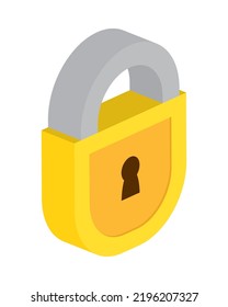 padlock isometric icon flat isolated