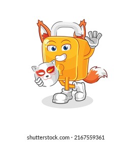 the padlock japanese fox character. cartoon mascot