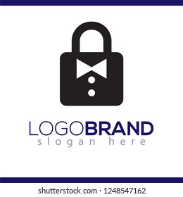 padlock key with bow tie logo icon vector