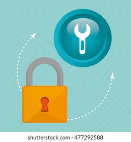 padlock key hand icon