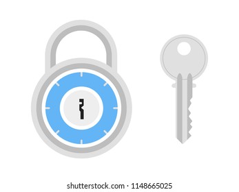Padlock And Key Icon Illustration Vector