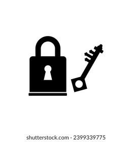 padlock key icon isolated white background.