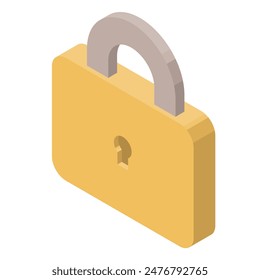 Padlock and key icon. Isometric illustration without main lines.