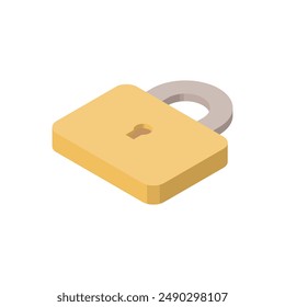 Padlock and key icon. Isometric illustration without main lines. Upward 1.