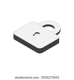 Padlock and key icon. Isometric illustration without main lines. Top surface method 1.