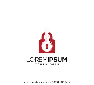 padlock key icon logo design