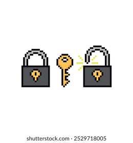 padlock key icon pixel art