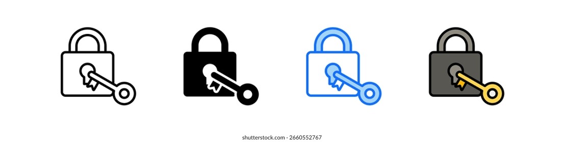 Padlock And Key Icon Set Multiple Style Collection