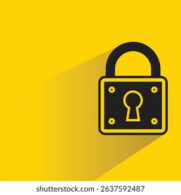 padlock key icon with shadow on yellow background