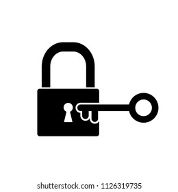 padlock with key icon vector