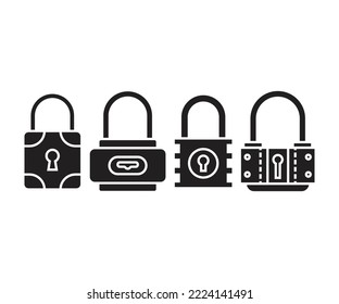 padlock and key icons set vector illustration