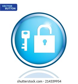 padlock and key isolated on blue