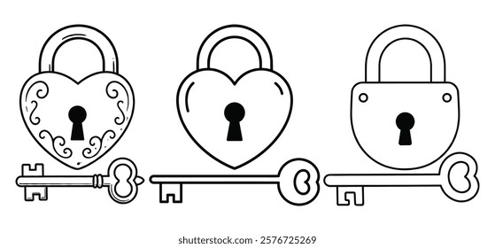A Padlock with key, love, gift of vector illustration
