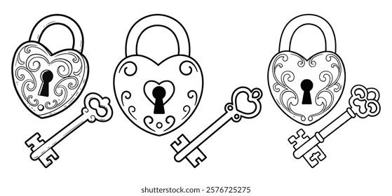 A Padlock with key, love, gift of vector illustration