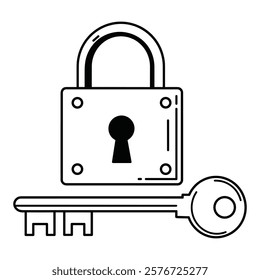 A Padlock with key, love, gift of vector illustration
