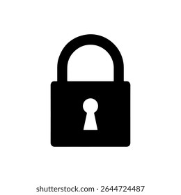 Padlock with key silhouette icon vector flat design.