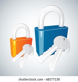 Padlock and key vector icon