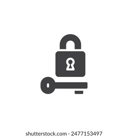 Padlock with a key vector icon. filled flat sign for mobile concept and web design. Lock and Key glyph icon. Symbol, logo illustration. Vector graphics