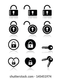 Padlock, key vector icons set