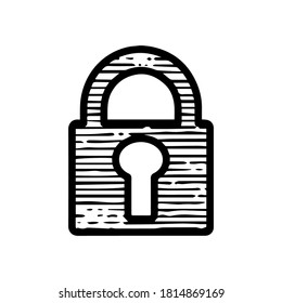 padlock and keyhole icon hand drawn vector illustration isolated on white background