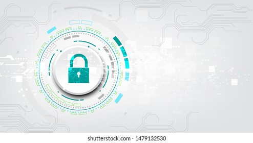 Padlock With Keyhole Icon In. Personal Data Security Illustrates Cyber Data Or Information Privacy Idea. Abstract Hi Speed Internet Technology.