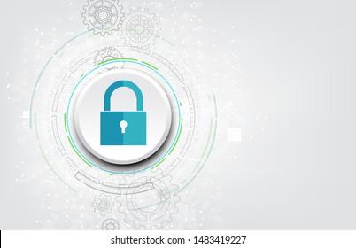 Padlock With Keyhole icon in. personal data security Illustrates cyber data or information privacy idea. abstract hi speed internet technology.