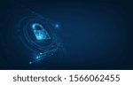 Padlock With Keyhole icon in personal data security Illustrates cyber data or information privacy idea. blue color abstract hi speed internet technology.