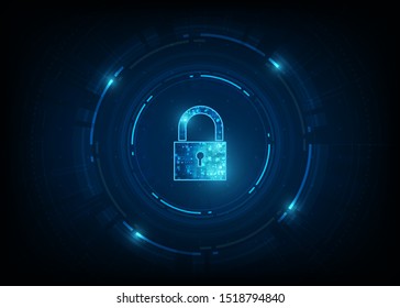 Padlock With Keyhole icon in personal data security Illustrates cyber data or information privacy idea. blue color abstract hi speed internet technology.