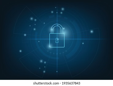 Padlock with Keyhole icon in personal data security. circles digital hi-tech technology design. concept information privacy. Abstract technology background. vector illustration.