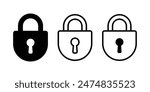Padlock with keyhole icon, security icon.