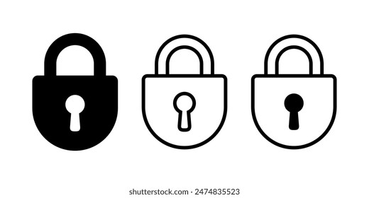 Padlock with keyhole icon, security icon.