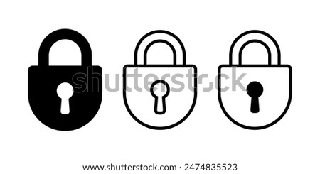 Padlock with keyhole icon, security icon.