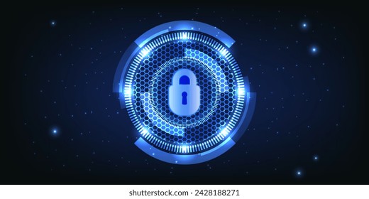 Padlock with a keyhole icon and symbol representing personal and company data security. Cyber Data or Data Privacy concepts Background and wallpaper. 