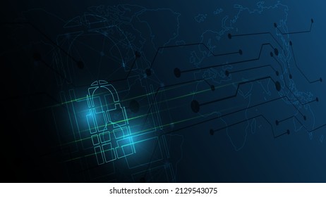 Padlock with a keyhole on abstract technology background. Protection data security concept. Security cyber digital. Protection system innovation concept. Padlock design vector illustration.
