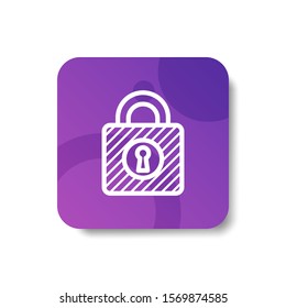 padlock with keyhole round icon in outline / line and stripes style with colorful smooth gradient background, suitable for mobile and web UI, app button,  infographic, etc