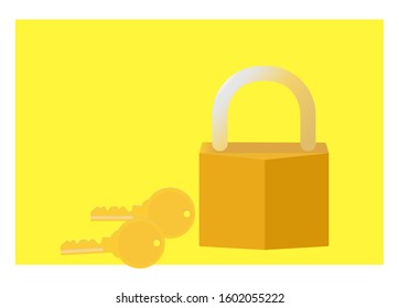 Padlock with a keys in the locked position