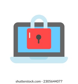 Padlock with laptop denoting vector of laptop security in modern style