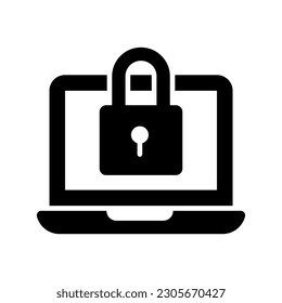 Padlock with laptop denoting vector of laptop security in modern style