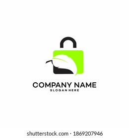 Padlock leaf vector illustration,nature security logo.stock illustration