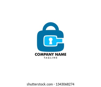 Padlock Letter C Logo Template