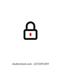padlock line black icon with red accents for web, app, etc