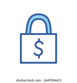 padlock line and fill style icon of money financial item banking commerce market payment buy currency accounting and invest theme Vector illustration