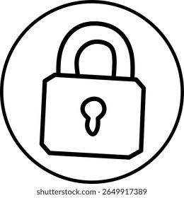 padlock line icon in circle. Digital security icon theme in circle