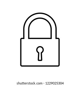 Padlock line icon. Closed lock representing security, restricted access, privacy. Vector Illustration