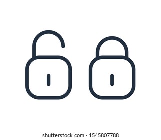 Padlock line icon. Closed and open lock in flat style. Vector icon.