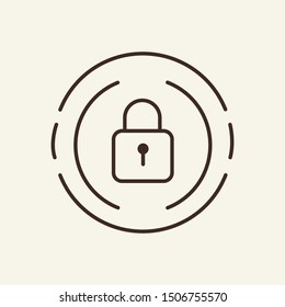 Padlock line icon. House, remote control, turn on. Smart house concept. Vector illustration can be used for topics like modern technologies, housing, smart system