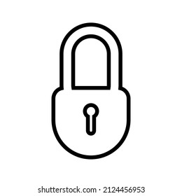 Padlock line icon. Lock black icon.  Security symbol. Vector illustration isolated on white background. EPS 10