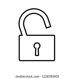 Padlock line icon. Open lock representing security, restricted access, privacy. Vector Illustration