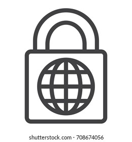 Padlock line icon, outline vector sign, linear style pictogram isolated on white. Symbol, logo illustration. Editable stroke.
